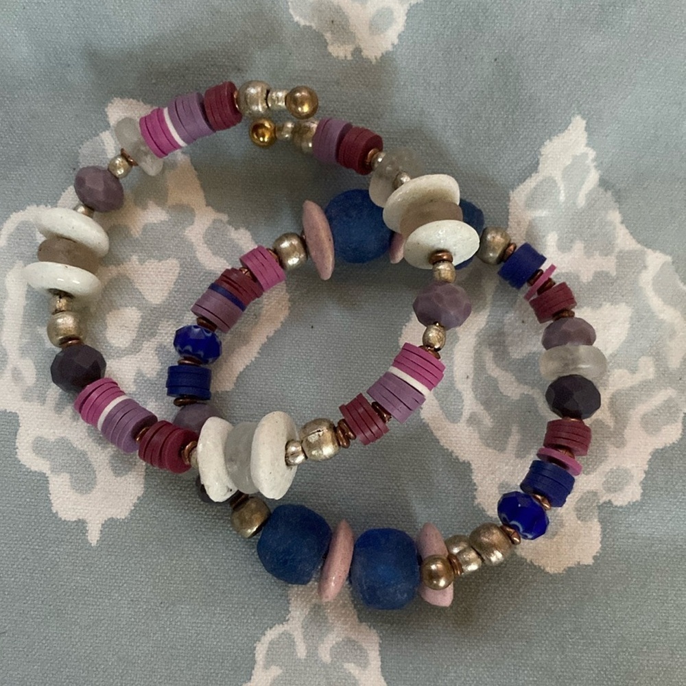 2 piece adjustable handmade bracelets, boho one size.
